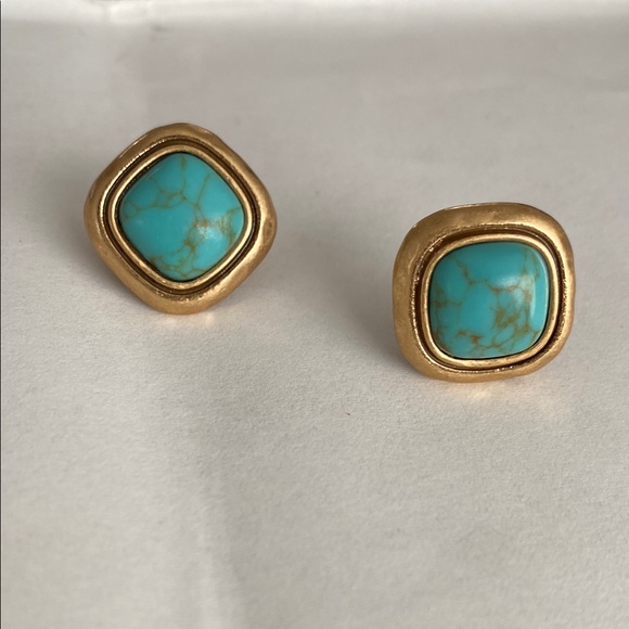 Jewelry - Gold and Turquoise Stud Earrings